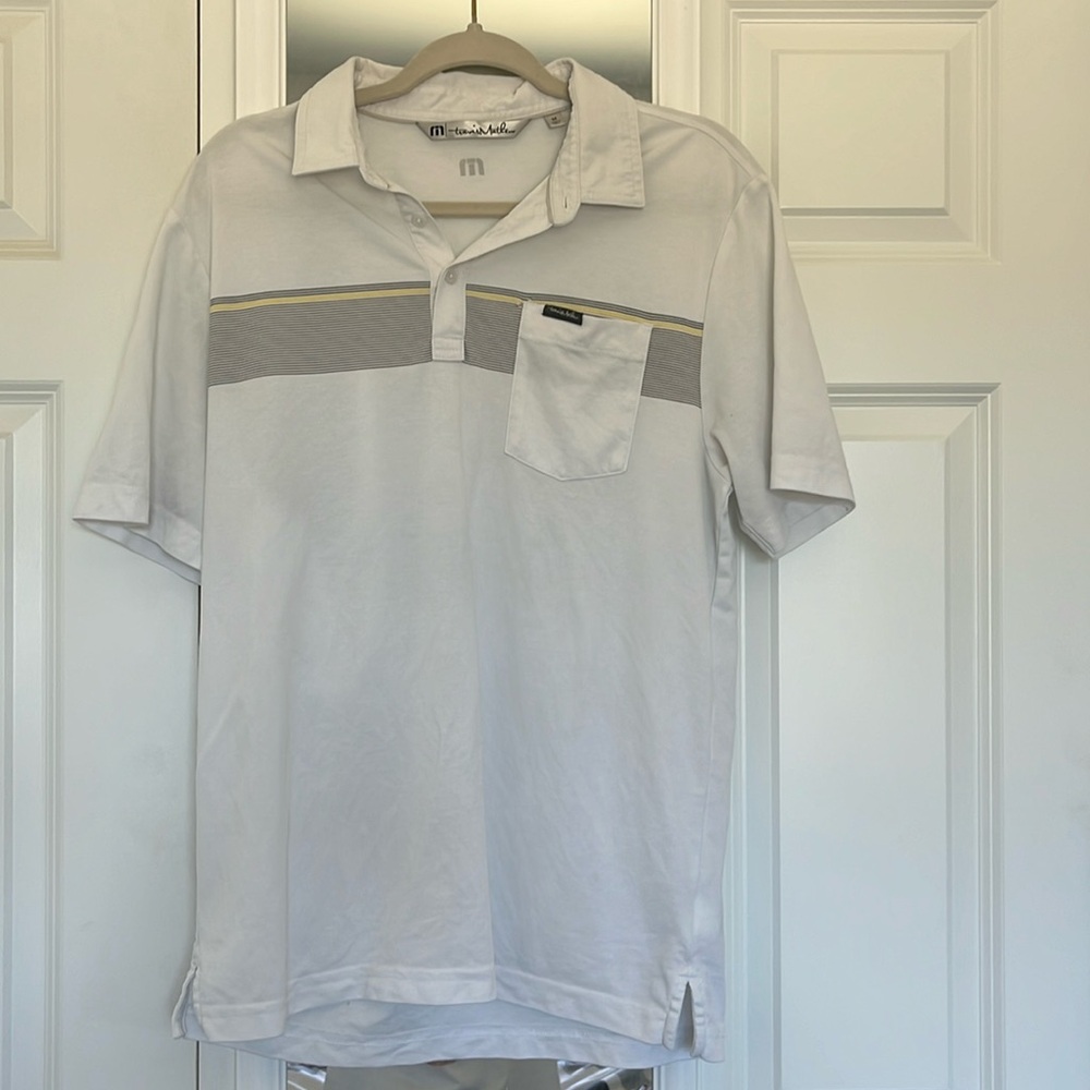 Travis Matthew White Short Sleeve Golf Polo Size Medium